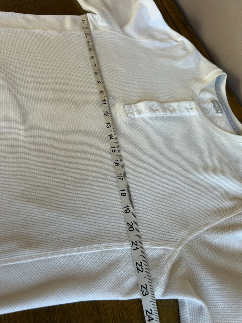 Levi’s Men's White Long-Sleeve Dry Good Henley Shirt Waffle Knit Texture Size XL